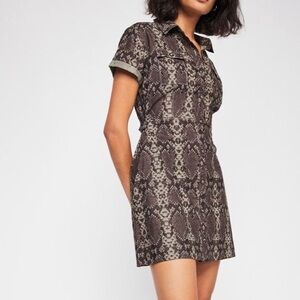 Free People Snake Print Mini Dress - Brown and Tan